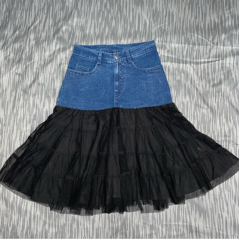 Tunique NWOT! Denim Black Mesh Maxi Skirt Size S